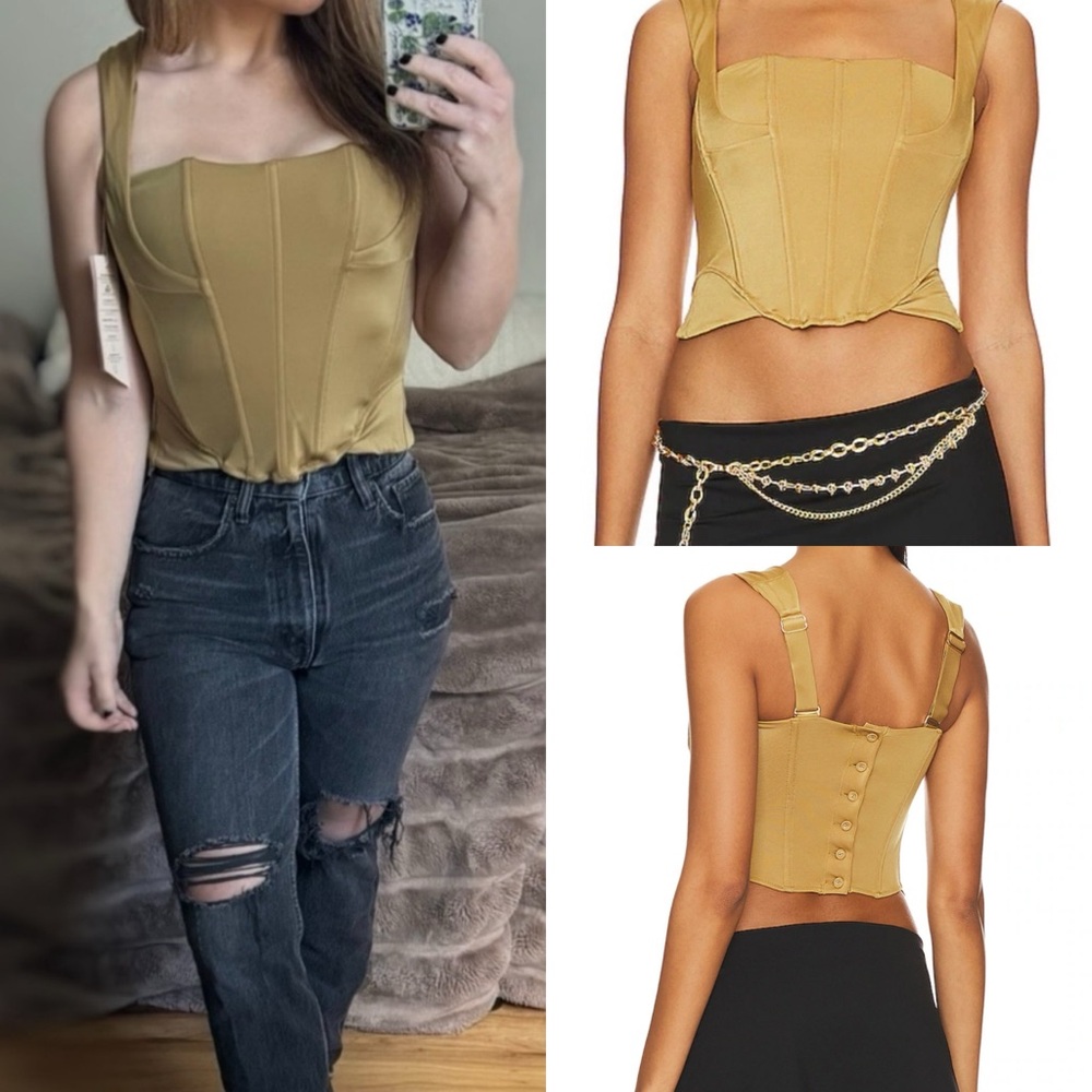 NWT We Are HAH Bustier Free People Knock Out Top Tan Shroom m revolve